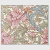 William Morris Style Botanical Floral Pattern ラッピングペーパー (フラット)
