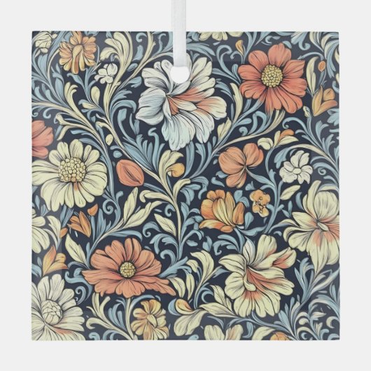 William Morris style floral acanthus pattern ガラスオーナメント (正面)