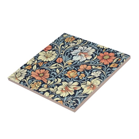 William Morris style floral acanthus pattern タイル (側面)