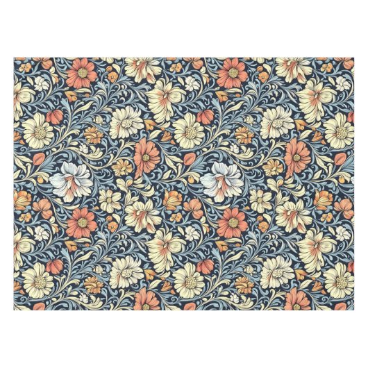 William Morris style floral acanthus pattern テーブルクロス (正面(横))