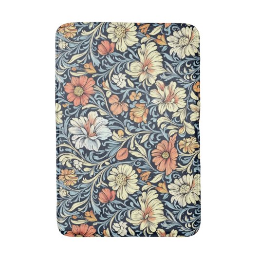 William Morris style floral acanthus pattern バスマット (正面縦)