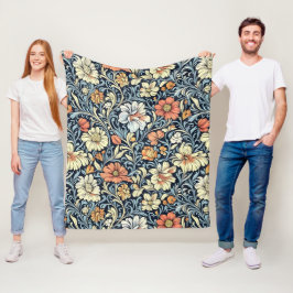 William Morris style floral acanthus pattern フリースブランケット