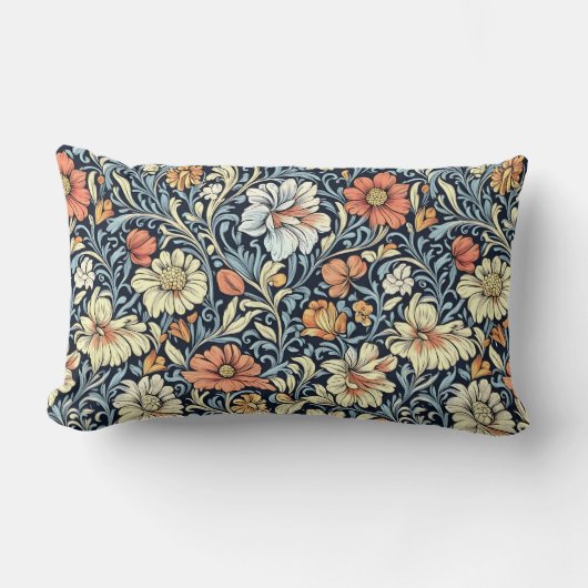 William Morris style floral acanthus pattern ランバークッション (正面)