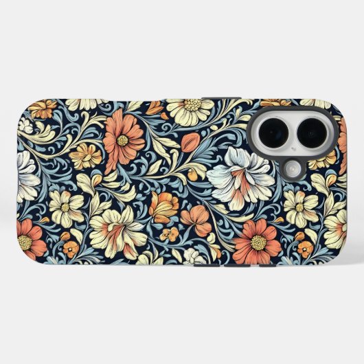 William Morris style floral acanthus pattern Case-Mate iPhoneケース (裏面 (横))