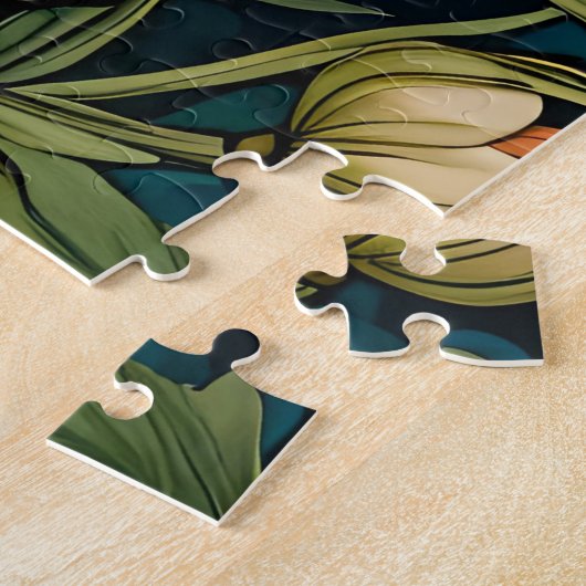 William Morris Style Flower Pattern Dragonfly Puzz ジグソーパズル (側面)