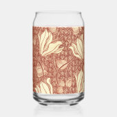 William Morris Style Red Lily Floral Pattern ガラス缶 (裏面)