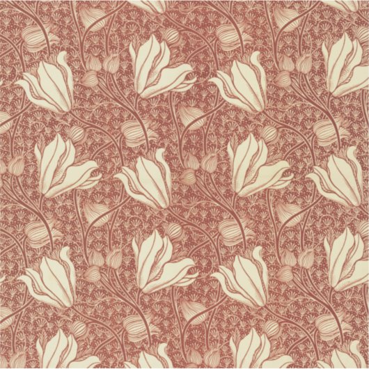 William Morris Style Red Lily Floral Pattern シール (正面)