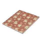 William Morris Style Red Lily Floral Pattern タイル (側面)