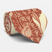 William Morris Style Red Lily Floral Pattern ネクタイ (ロール)