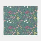 William Morris Style Spring Garden Floral Pattern フリースブランケット (正面(横))