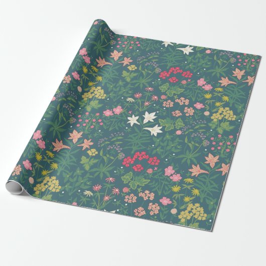 William Morris Style Spring Garden Floral Pattern  ラッピングペーパー (アンロールド)