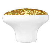 William Morris Sunflowers, Mustard金ゴールド&イエロー セラミックノブ (側面)