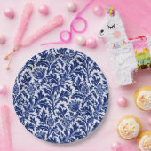 William Morris Thistle Damask、コバルトブルー&ホワイト ペーパープレート (パーティー)
