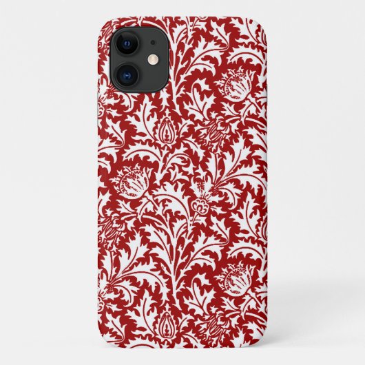 William Morris Thistle Damask、ダークレッド&ホワイト Case-Mate iPhoneケース (裏面)