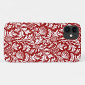 William Morris Thistle Damask、ダークレッド&ホワイト Case-Mate iPhoneケース (裏面(横))
