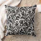 William Morris Thistle Damask、ブラック・オン・ホワイト クッション (ブランケット)