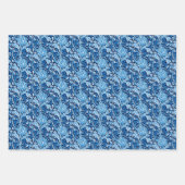 William Morris Thistle Damask、ブルー、グリーン、レッド ラッピングペーパーシート (正面)