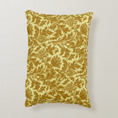 William Morris Thistle Damask、マスタード金ゴールド アクセントクッション (裏面(縦))