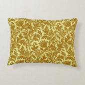 William Morris Thistle Damask、マスタード金ゴールド アクセントクッション (裏面)
