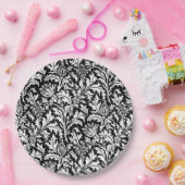 William Morris Thistle Damask （白黒）   ペーパープレート (パーティー)