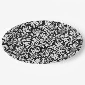 William Morris Thistle Damask （白黒）   ペーパープレート (アングル)