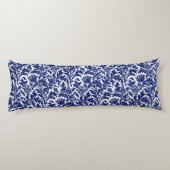 William Morris Thistle Damask Navy Blue on White ボディピロー (裏面)