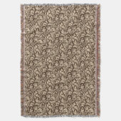 William Morris Thistle Damask, Taupe Tan & Beige スローブランケット (正面縦)