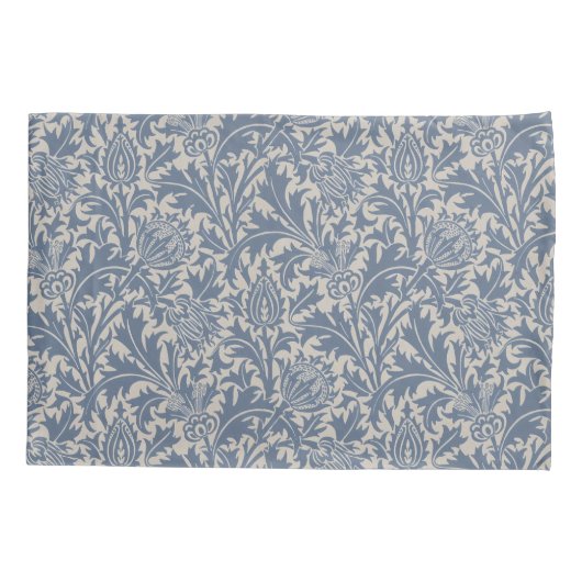 William Morris Thistle Sage Blue Pattern 枕カバー (裏面)