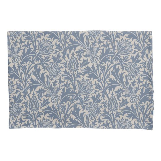 William Morris Thistle Sage Blue Pattern 枕カバー (正面)