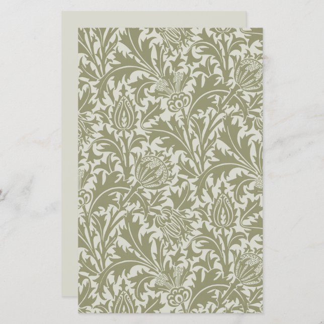 William Morris Thistle Sage Green Pattern (正面/裏面)