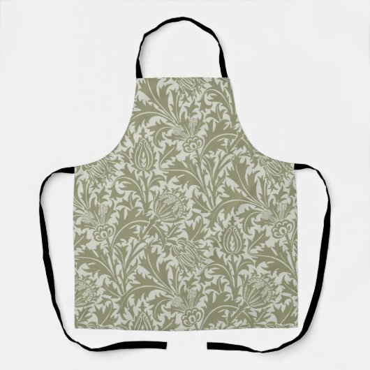 William Morris Thistle Sage Green Pattern エプロン (正面)
