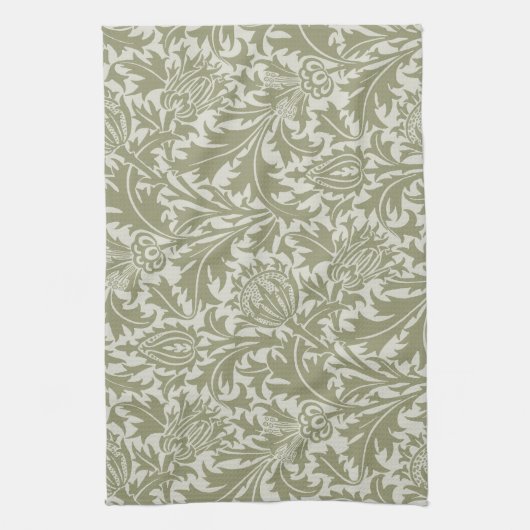 William Morris Thistle Sage Green Pattern キッチンタオル (縦)