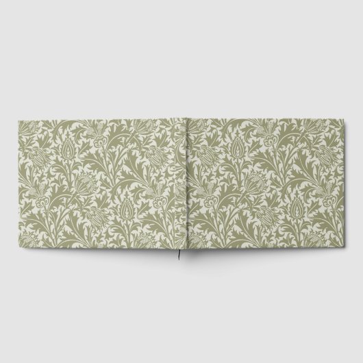 William Morris Thistle Sage Green Pattern ゲストブック (全面)