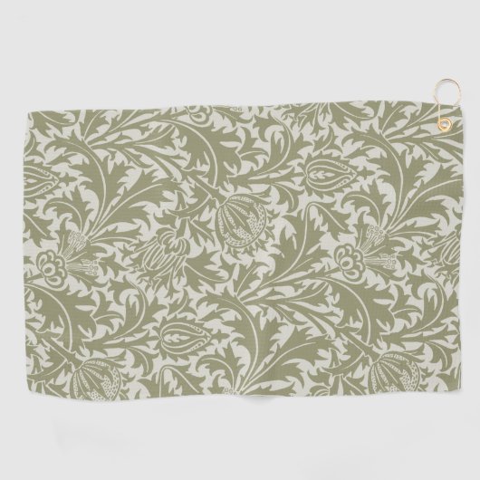William Morris Thistle Sage Green Pattern ゴルフタオル (横)