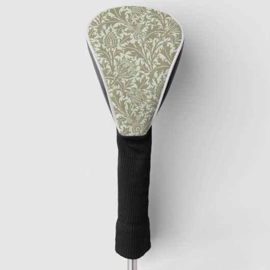 William Morris Thistle Sage Green Pattern ゴルフヘッドカバー (正面)