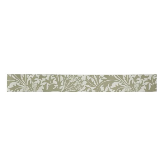 William Morris Thistle Sage Green Pattern サテンリボン (正面)