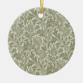 William Morris Thistle Sage Green Pattern セラミックオーナメント (正面)