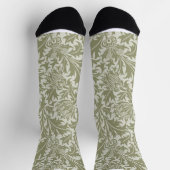 William Morris Thistle Sage Green Pattern ソックス (上部)