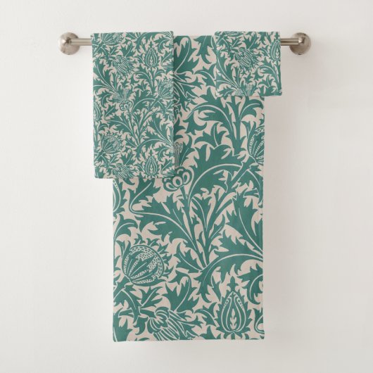 William Morris Thistle Sage Green Pattern バスタオルセット (インサイチュ)