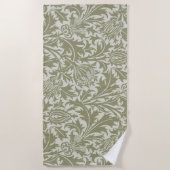 William Morris Thistle Sage Green Pattern ビーチタオル (正面)