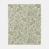 William Morris Thistle Sage Green Pattern フリースブランケット (正面)