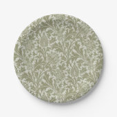 William Morris Thistle Sage Green Pattern ペーパープレート (正面)