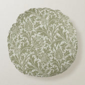 William Morris Thistle Sage Green Pattern ラウンドクッション (正面)
