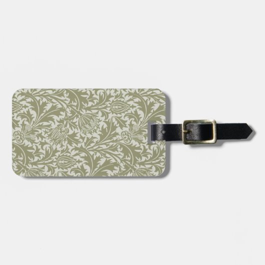 William Morris Thistle Sage Green Pattern ラゲッジタグ (正面横)