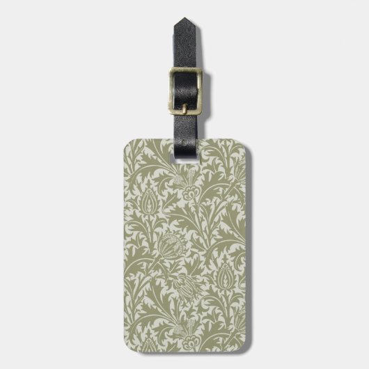 William Morris Thistle Sage Green Pattern ラゲッジタグ (正面縦)