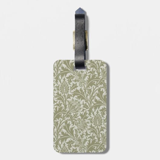 William Morris Thistle Sage Green Pattern ラゲッジタグ (裏面縦)