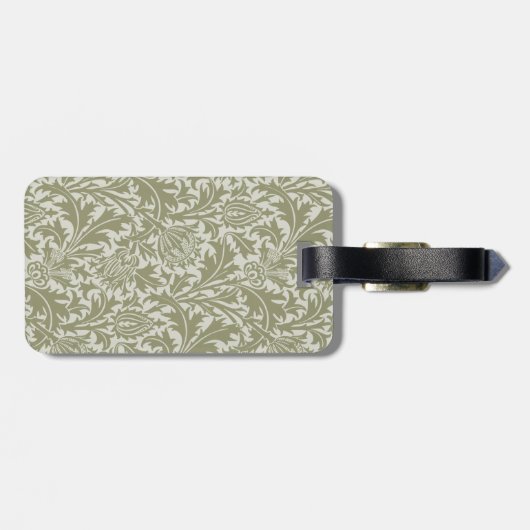 William Morris Thistle Sage Green Pattern ラゲッジタグ (裏面横)