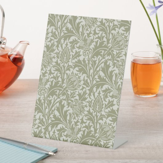William Morris Thistle Sage Green Pattern 台座サイン (インサイチュ)