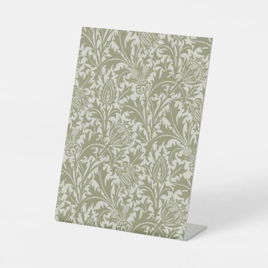 William Morris Thistle Sage Green Pattern 台座サイン (正面)