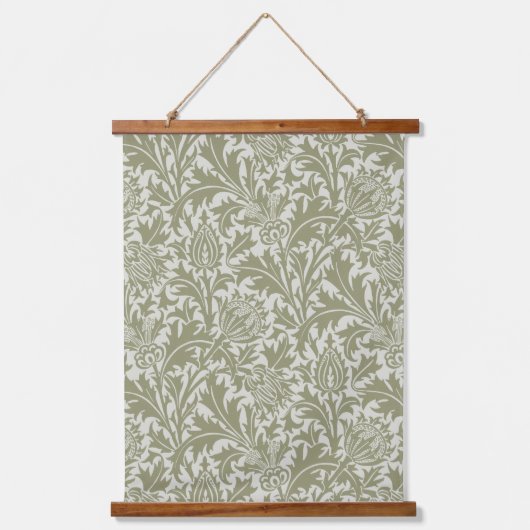 William Morris Thistle Sage Green Pattern 吊り下げ型タペストリー (正面)